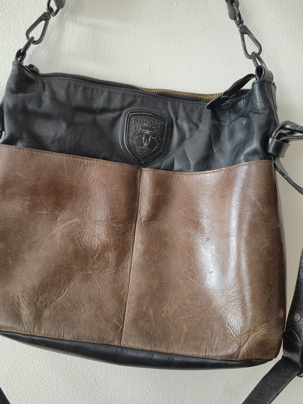 Vintage Rudsak Leather Messenger Bag , Black & Brown